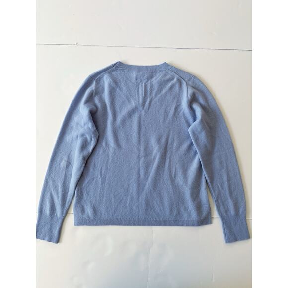 J Crew Cashmere Sweater Women L Light Blue Crew Neck Preppy Lightweight Classic - Picture 10 of 10